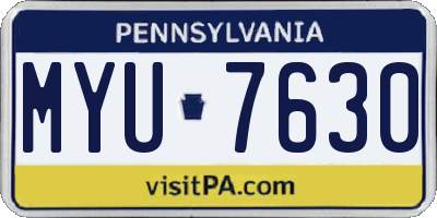 PA license plate MYU7630