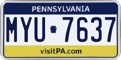 PA license plate MYU7637