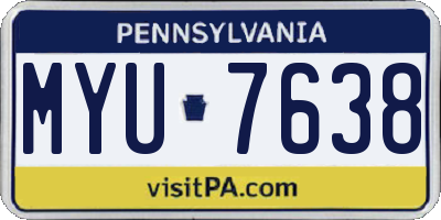 PA license plate MYU7638