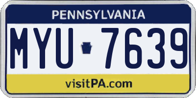 PA license plate MYU7639