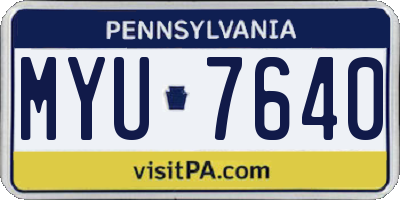 PA license plate MYU7640