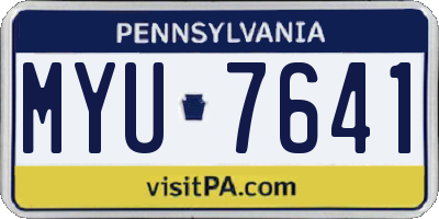 PA license plate MYU7641