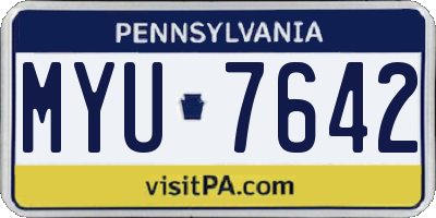 PA license plate MYU7642