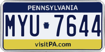 PA license plate MYU7644