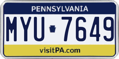 PA license plate MYU7649