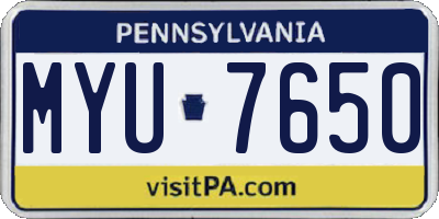 PA license plate MYU7650