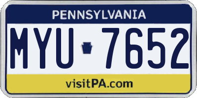 PA license plate MYU7652