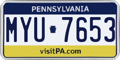 PA license plate MYU7653