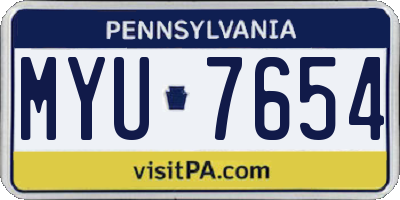 PA license plate MYU7654