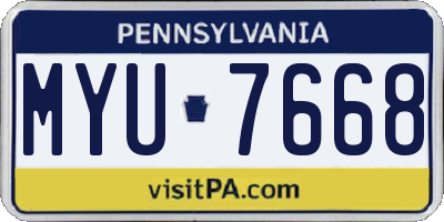 PA license plate MYU7668
