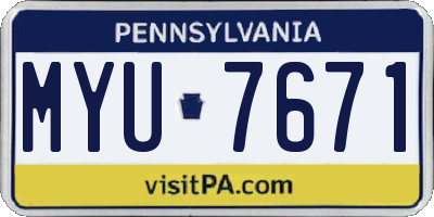 PA license plate MYU7671