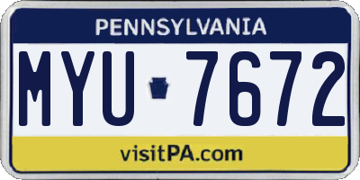 PA license plate MYU7672