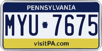 PA license plate MYU7675