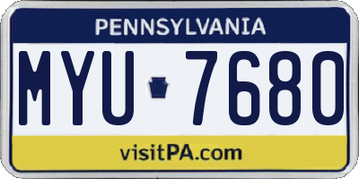 PA license plate MYU7680