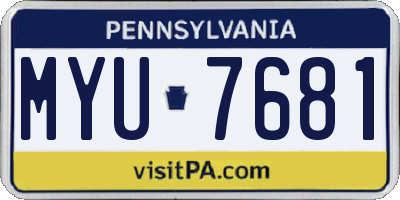 PA license plate MYU7681