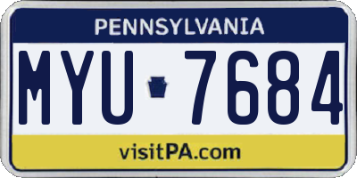 PA license plate MYU7684