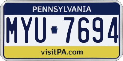 PA license plate MYU7694