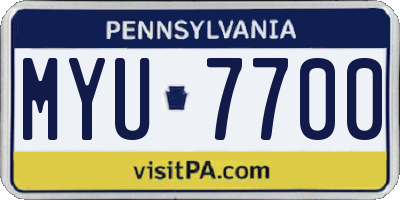 PA license plate MYU7700
