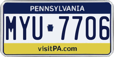PA license plate MYU7706