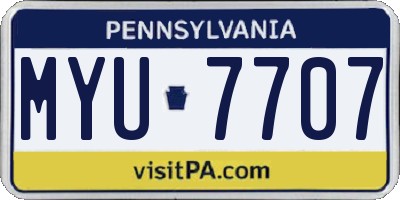 PA license plate MYU7707