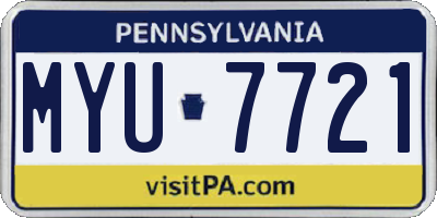 PA license plate MYU7721