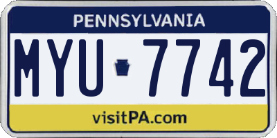 PA license plate MYU7742