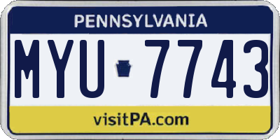 PA license plate MYU7743