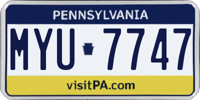 PA license plate MYU7747