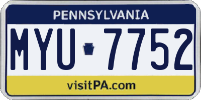 PA license plate MYU7752