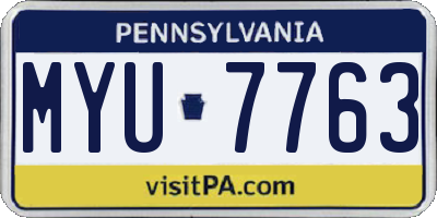PA license plate MYU7763
