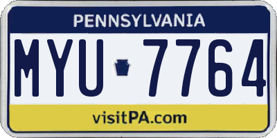 PA license plate MYU7764