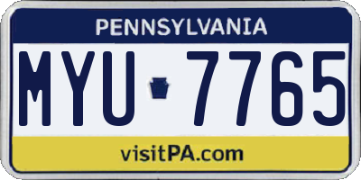 PA license plate MYU7765