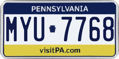 PA license plate MYU7768