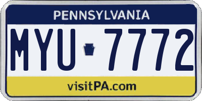 PA license plate MYU7772