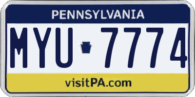 PA license plate MYU7774