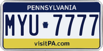 PA license plate MYU7777