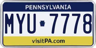 PA license plate MYU7778