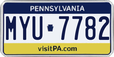 PA license plate MYU7782