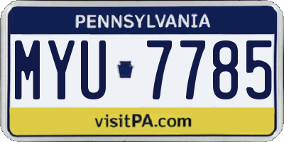 PA license plate MYU7785