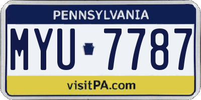 PA license plate MYU7787