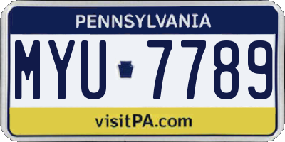 PA license plate MYU7789