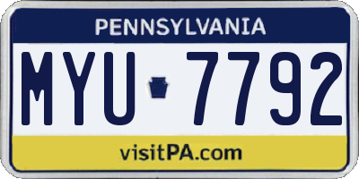 PA license plate MYU7792
