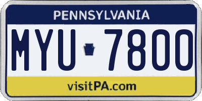 PA license plate MYU7800