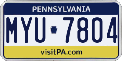 PA license plate MYU7804
