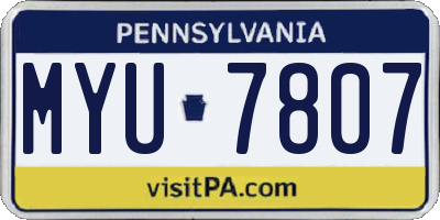 PA license plate MYU7807