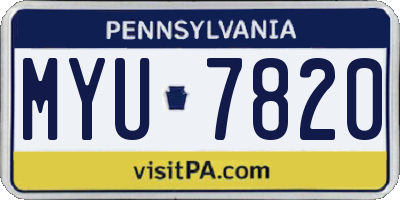 PA license plate MYU7820