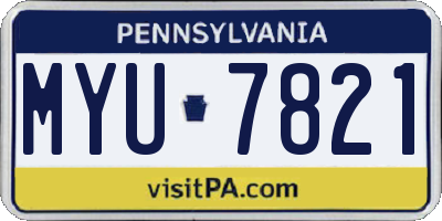 PA license plate MYU7821