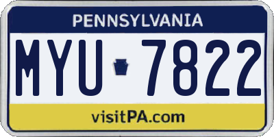 PA license plate MYU7822