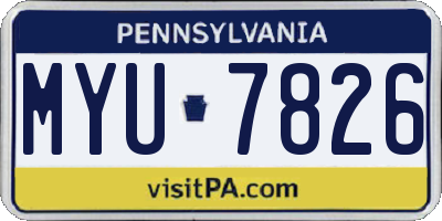 PA license plate MYU7826