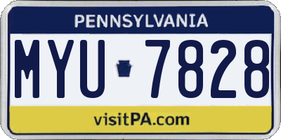 PA license plate MYU7828